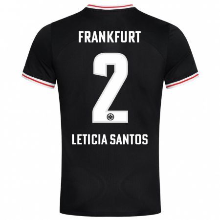 Kandiny Herren Letícia Santos De Oliveira #2 Schwarz Auswärtstrikot Trikot 2023/24 T-Shirt