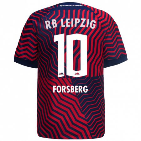 Kandiny Herren Emil Forsberg #10 Blau Rot Auswärtstrikot Trikot 2023/24 T-Shirt
