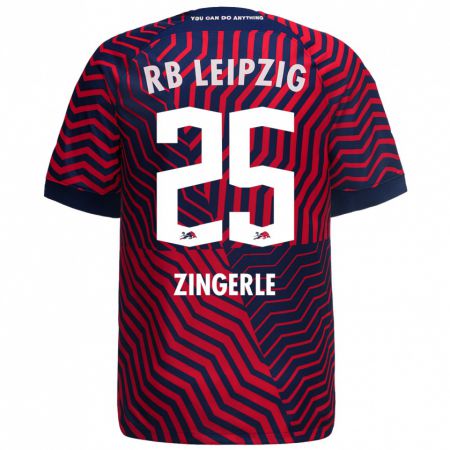 Kandiny Herren Leopold Zingerle #25 Blau Rot Auswärtstrikot Trikot 2023/24 T-Shirt