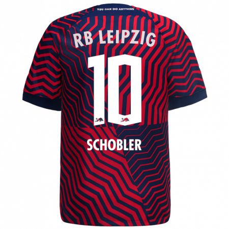Kandiny Herren Laurin Schößler #10 Blau Rot Auswärtstrikot Trikot 2023/24 T-Shirt