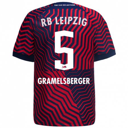 Kandiny Herren Lennert Gramelsberger #5 Blau Rot Auswärtstrikot Trikot 2023/24 T-Shirt