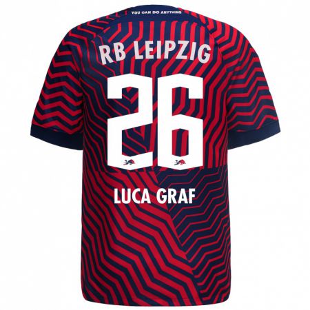 Kandiny Herren Luca Marie Graf #26 Blau Rot Auswärtstrikot Trikot 2023/24 T-Shirt