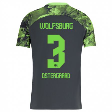Kandiny Herren Christian Östergaard #3 Dunkelgrau Auswärtstrikot Trikot 2023/24 T-Shirt