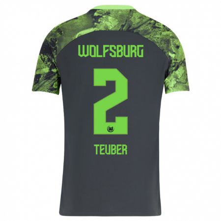Kandiny Herren Julius Teuber #2 Dunkelgrau Auswärtstrikot Trikot 2023/24 T-Shirt