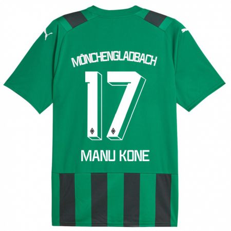Kandiny Herren Manu Koné #17 Schwarz Grün Auswärtstrikot Trikot 2023/24 T-Shirt