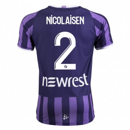 Kandiny Herren Rasmus Nicolaisen #2 Lila Auswärtstrikot Trikot 2023/24 T-Shirt