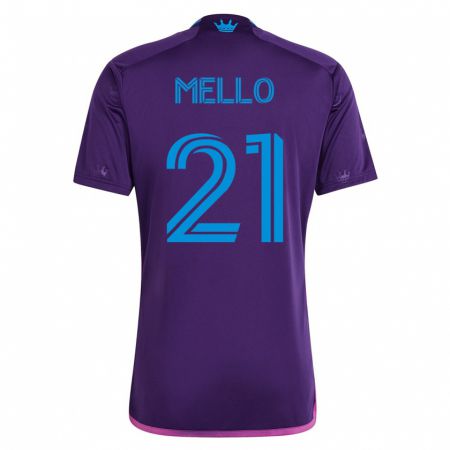 Kandiny Herren Vinicius Mello #21 Violett Auswärtstrikot Trikot 2023/24 T-Shirt