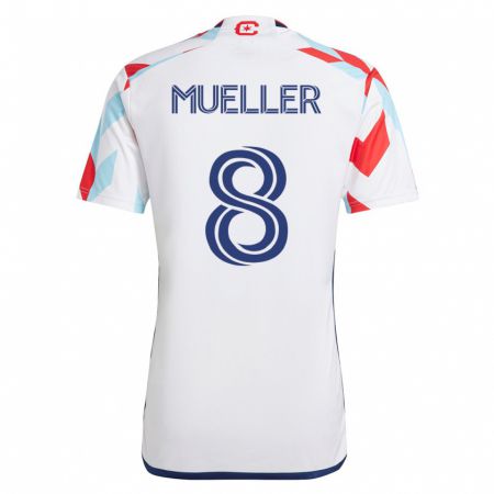 Kandiny Herren Chris Mueller #8 Weiß Blau Auswärtstrikot Trikot 2023/24 T-Shirt