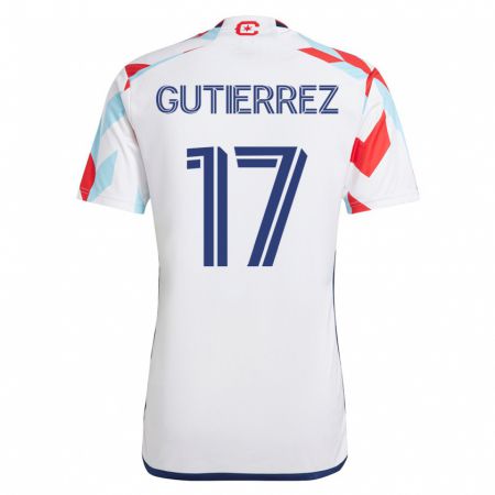 Kandiny Herren Brian Gutiérrez #17 Weiß Blau Auswärtstrikot Trikot 2023/24 T-Shirt