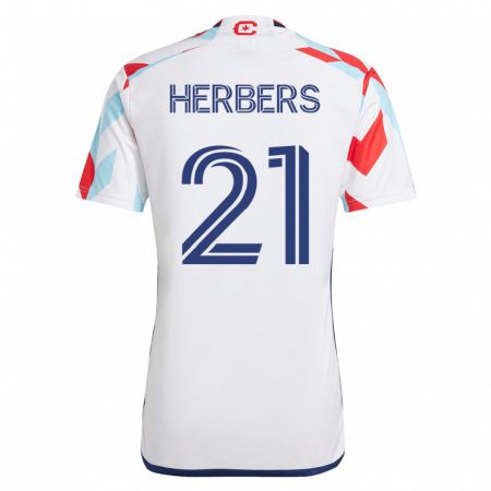 Kandiny Herren Fabian Herbers #21 Weiß Blau Auswärtstrikot Trikot 2023/24 T-Shirt
