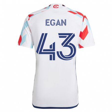 Kandiny Herren Noah Egan #43 Weiß Blau Auswärtstrikot Trikot 2023/24 T-Shirt