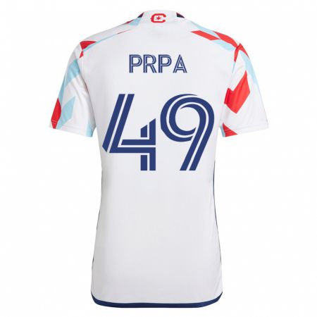 Kandiny Herren Luka Prpa #49 Weiß Blau Auswärtstrikot Trikot 2023/24 T-Shirt