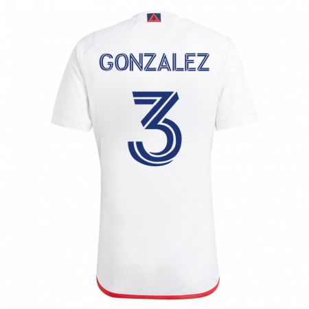 Kandiny Herren Omar González #3 Weiß Rot Auswärtstrikot Trikot 2023/24 T-Shirt