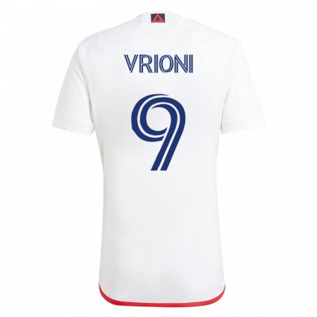 Kandiny Herren Giacomo Vrioni #9 Weiß Rot Auswärtstrikot Trikot 2023/24 T-Shirt