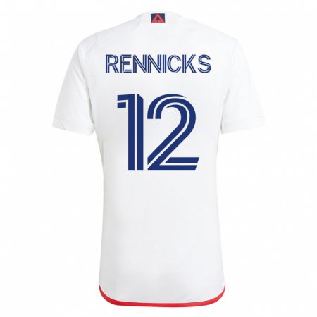 Kandiny Herren Justin Rennicks #12 Weiß Rot Auswärtstrikot Trikot 2023/24 T-Shirt