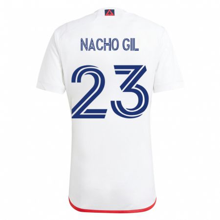 Kandiny Herren Nacho Gil #23 Weiß Rot Auswärtstrikot Trikot 2023/24 T-Shirt