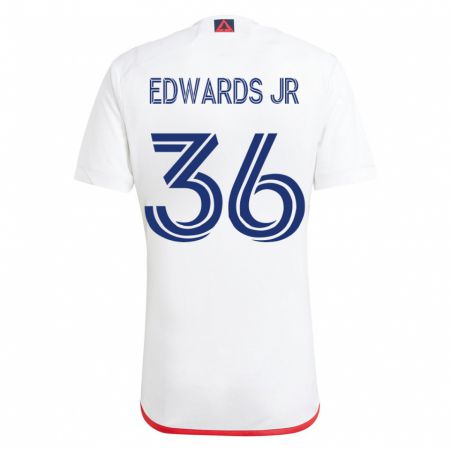 Kandiny Herren Earl Edwards Jr. #36 Weiß Rot Auswärtstrikot Trikot 2023/24 T-Shirt