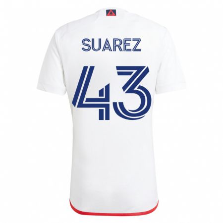 Kandiny Herren Santiago Suárez #43 Weiß Rot Auswärtstrikot Trikot 2023/24 T-Shirt