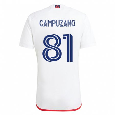 Kandiny Herren Nico Campuzano #81 Weiß Rot Auswärtstrikot Trikot 2023/24 T-Shirt