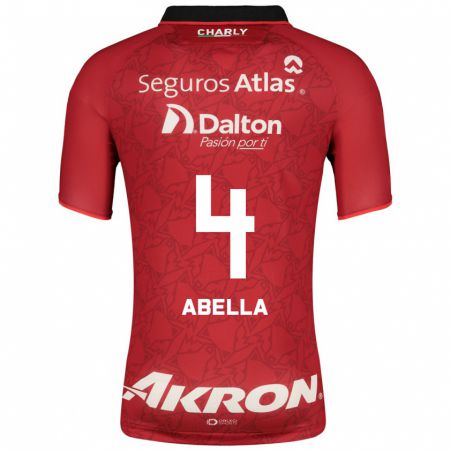 Kandiny Herren José Abella #4 Rot Auswärtstrikot Trikot 2023/24 T-Shirt