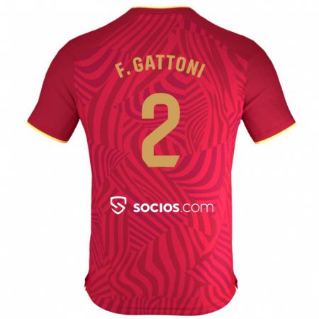 Kandiny Herren Federico Gattoni #2 Rot Auswärtstrikot Trikot 2023/24 T-Shirt