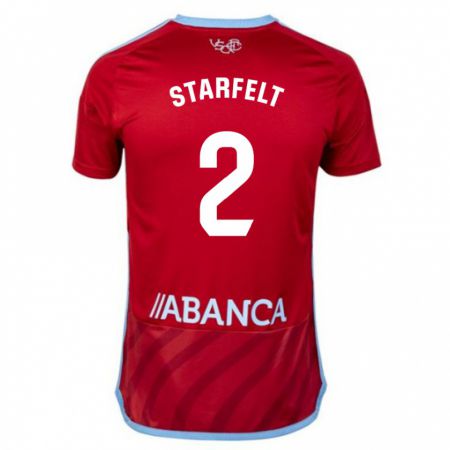Kandiny Herren Carl Starfelt #2 Rot Auswärtstrikot Trikot 2023/24 T-Shirt
