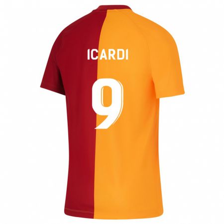 Kandiny Damen Mauro Icardi #9 Orangefarben Heimtrikot Trikot 2023/24 T-Shirt