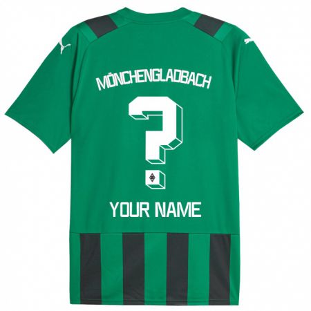 Kandiny Damen Ihren Namen #0 Schwarz Grün Auswärtstrikot Trikot 2023/24 T-Shirt