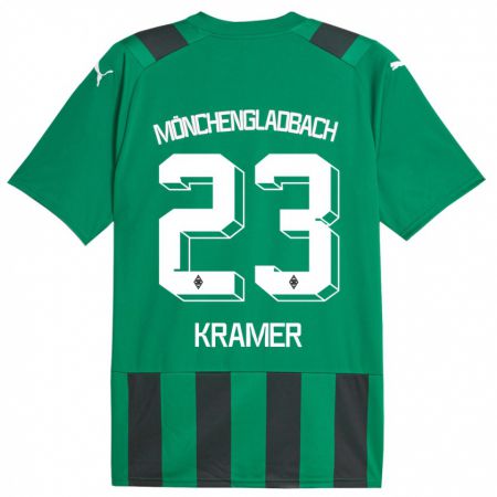 Kandiny Damen Christoph Kramer #23 Schwarz Grün Auswärtstrikot Trikot 2023/24 T-Shirt