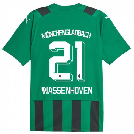Kandiny Damen Michelle Wassenhoven #21 Schwarz Grün Auswärtstrikot Trikot 2023/24 T-Shirt