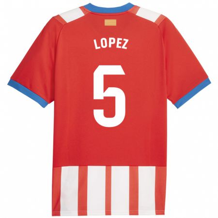 Kandiny Kinder David López #5 Rot-Weiss Heimtrikot Trikot 2023/24 T-Shirt