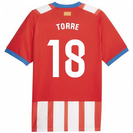 Kandiny Kinder Pablo Torre #18 Rot-Weiss Heimtrikot Trikot 2023/24 T-Shirt