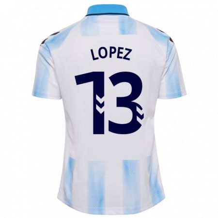 Kandiny Kinder Carlos López #13 Weiß Blau Heimtrikot Trikot 2023/24 T-Shirt