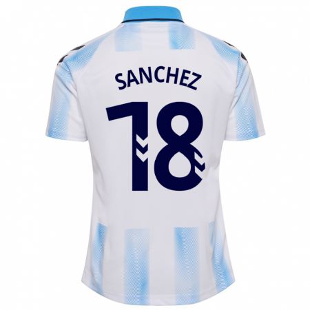 Kandiny Kinder Dani Sánchez #18 Weiß Blau Heimtrikot Trikot 2023/24 T-Shirt