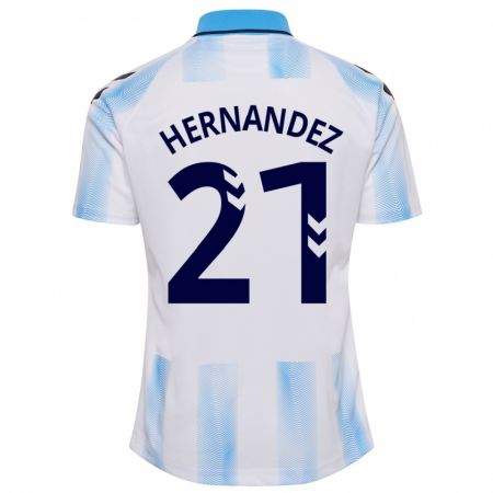 Kandiny Kinder Juan Hernández #21 Weiß Blau Heimtrikot Trikot 2023/24 T-Shirt