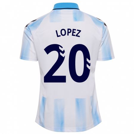 Kandiny Kinder Adri López #20 Weiß Blau Heimtrikot Trikot 2023/24 T-Shirt