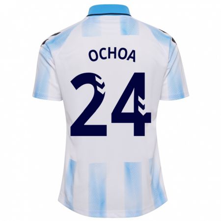 Kandiny Kinder Aarón Ochoa #24 Weiß Blau Heimtrikot Trikot 2023/24 T-Shirt
