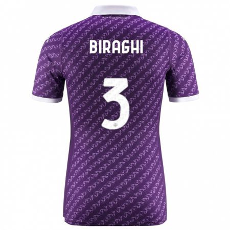 Kandiny Kinder Cristiano Biraghi #3 Violett Heimtrikot Trikot 2023/24 T-Shirt