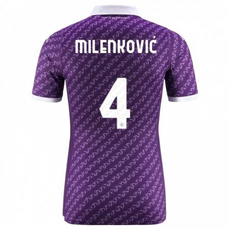 Kandiny Kinder Nikola Milenković #4 Violett Heimtrikot Trikot 2023/24 T-Shirt