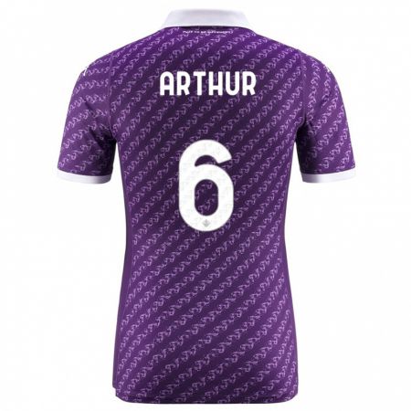 Kandiny Kinder Arthur Melo #6 Violett Heimtrikot Trikot 2023/24 T-Shirt