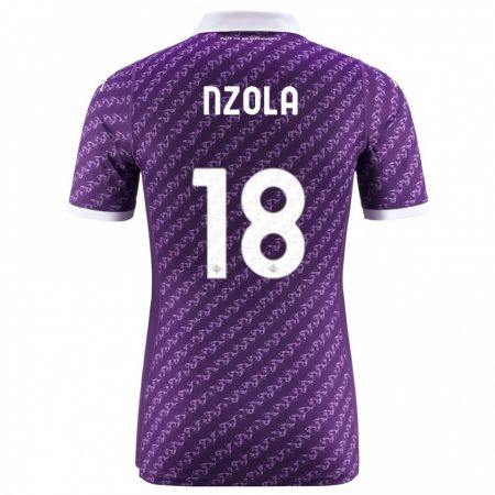 Kandiny Kinder M'bala Nzola #18 Violett Heimtrikot Trikot 2023/24 T-Shirt