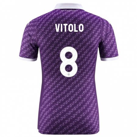 Kandiny Kinder Federico Vitolo #8 Violett Heimtrikot Trikot 2023/24 T-Shirt