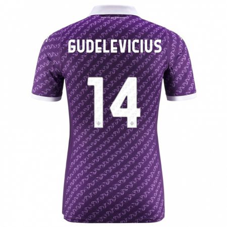 Kandiny Kinder Ernestas Gudelevicius #14 Violett Heimtrikot Trikot 2023/24 T-Shirt