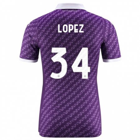 Kandiny Kinder Lucas López #34 Violett Heimtrikot Trikot 2023/24 T-Shirt