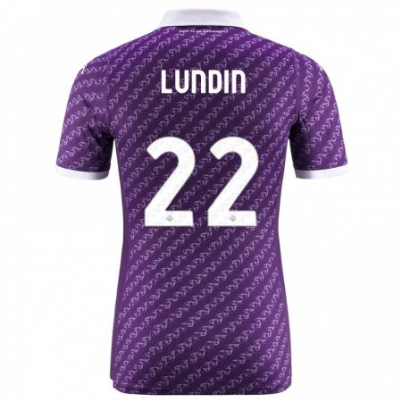 Kandiny Kinder Karin Lundin #22 Violett Heimtrikot Trikot 2023/24 T-Shirt