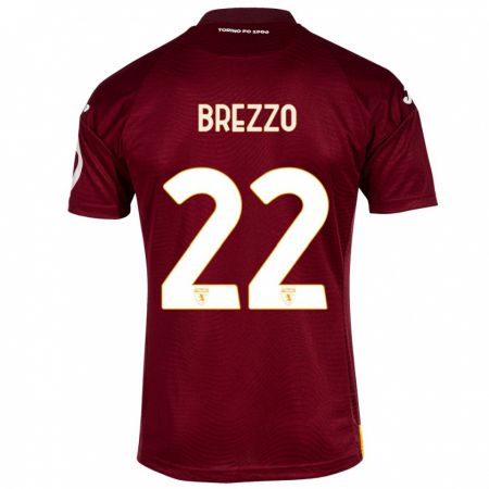 Kandiny Kinder Matteo Brezzo #22 Dunkelrot Heimtrikot Trikot 2023/24 T-Shirt