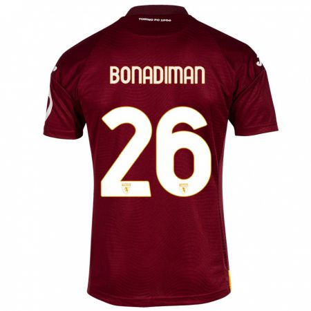 Kandiny Kinder Matteo Bonadiman #26 Dunkelrot Heimtrikot Trikot 2023/24 T-Shirt