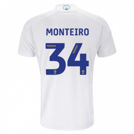 Kandiny Kinder Diogo Monteiro #34 Weiß Heimtrikot Trikot 2023/24 T-Shirt