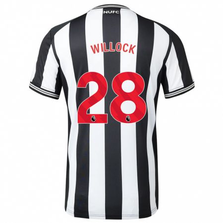 Kandiny Kinder Joe Willock #28 Schwarz-Weiss Heimtrikot Trikot 2023/24 T-Shirt