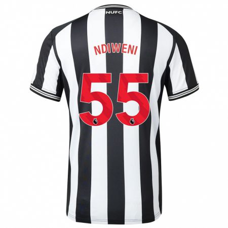Kandiny Kinder Michael Ndiweni #55 Schwarz-Weiss Heimtrikot Trikot 2023/24 T-Shirt
